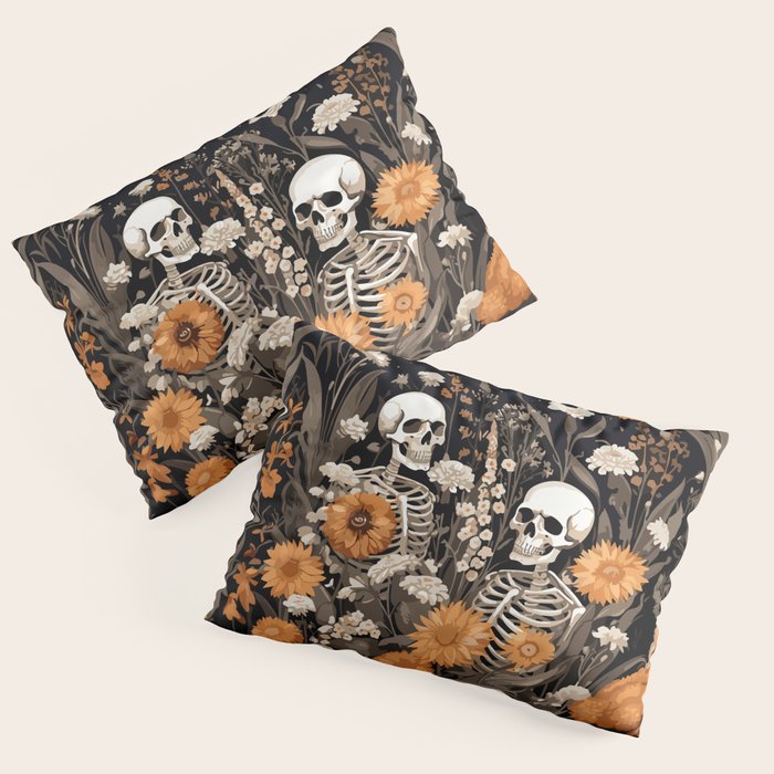 Bones and Blooms Skeleton Art Pillow Sham Gallery Image 3