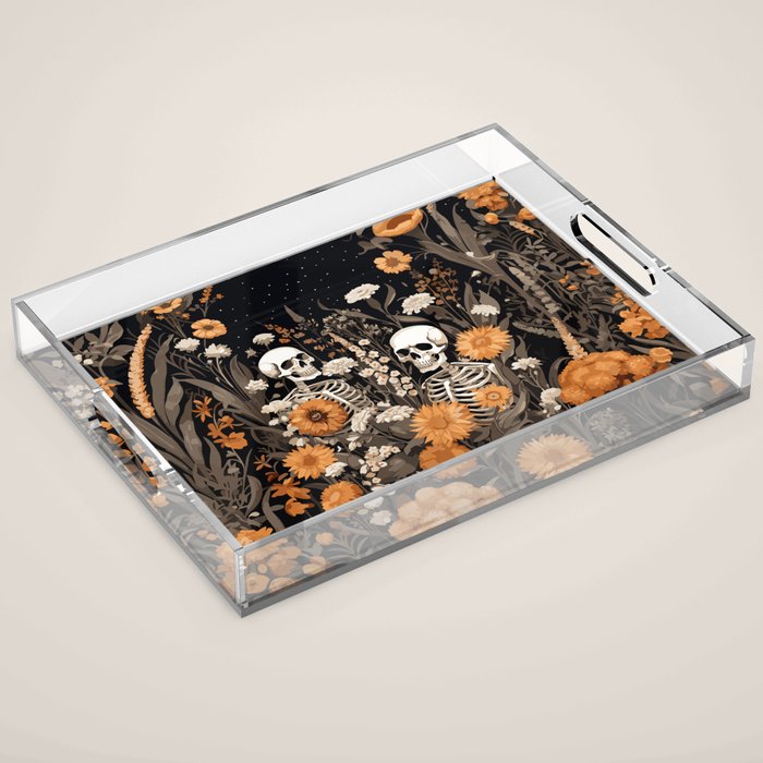 Bones and Blooms Skeleton Art Acrylic Tray Gallery Image 1
