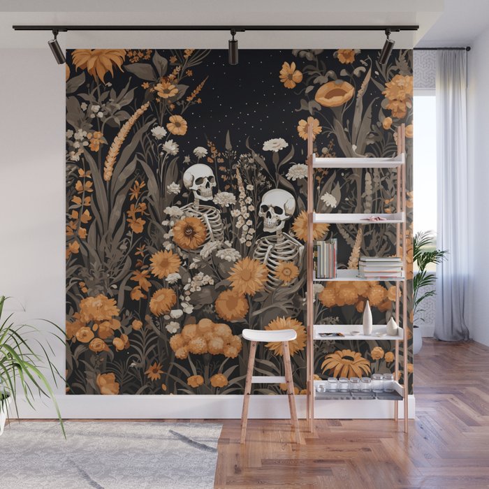 Bones and Blooms Skeleton Art Wall Mural Gallery Image 1