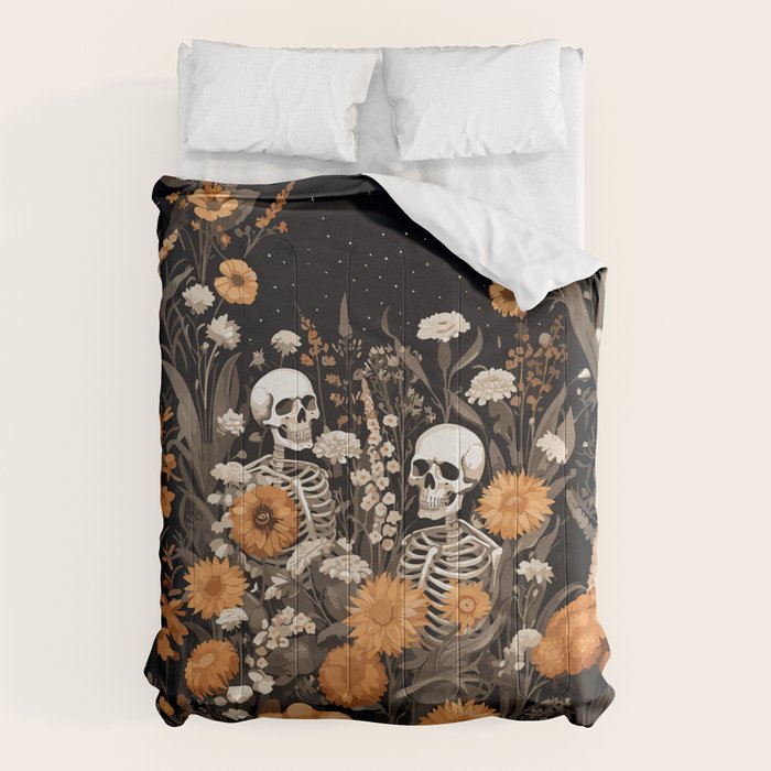 Bones and Blooms Skeleton Art Comforter Gallery Image 6
