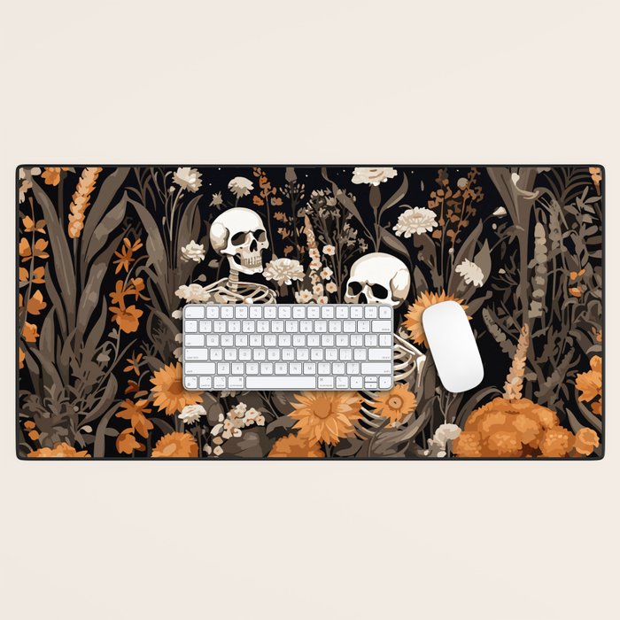 Bones and Blooms Skeleton Art Desk Mat Gallery Image 1