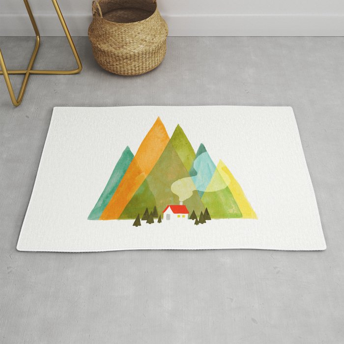 House at the foot of the mountains Rug Gallery Image 1