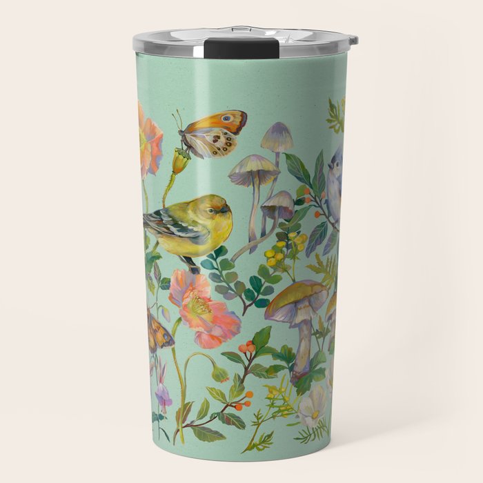 Flower Birds Garden Travel Mug Gallery Image 1