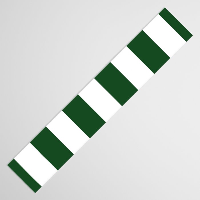 Jumbo Forest Green and White Rustic Vertical Cabana Stripes Table Runner Gallery Image 3