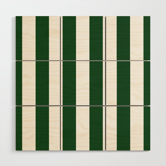Jumbo Forest Green and White Rustic Vertical Cabana Stripes Wood Wall Art Gallery Image 1