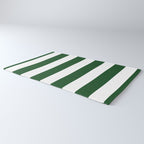 Jumbo Forest Green and White Rustic Vertical Cabana Stripes Rug Gallery Image 3