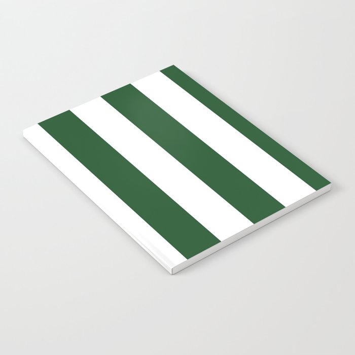 Jumbo Forest Green and White Rustic Vertical Cabana Stripes Notebook Gallery Image 2