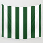 Jumbo Forest Green and White Rustic Vertical Cabana Stripes Wall Tapestry Gallery Image 4