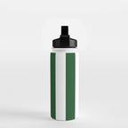 Jumbo Forest Green and White Rustic Vertical Cabana Stripes Water Bottle Gallery Image 2