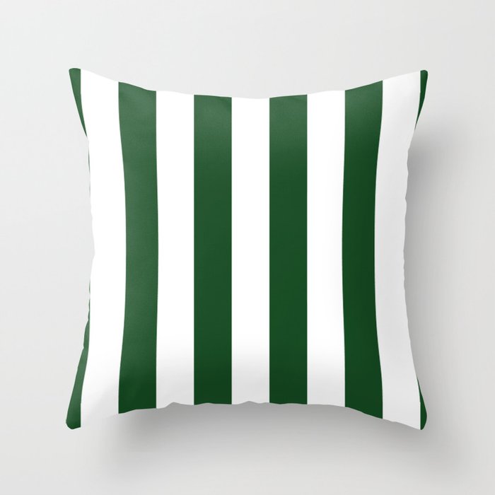 Jumbo Forest Green and White Rustic Vertical Cabana Stripes Throw Pillow Gallery Image 6