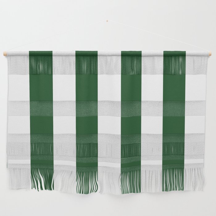 Jumbo Forest Green and White Rustic Vertical Cabana Stripes Wall Hanging Gallery Image 1
