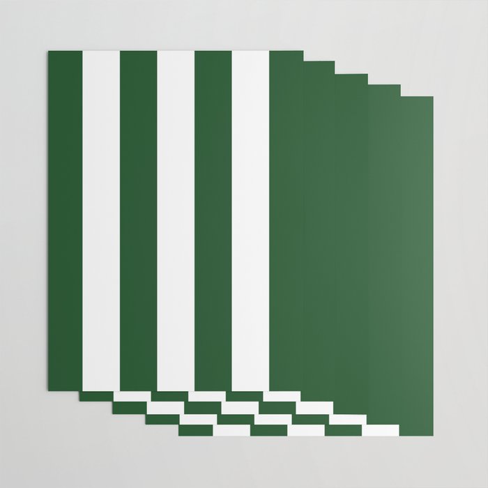 Jumbo Forest Green and White Rustic Vertical Cabana Stripes Wrapping Paper Gallery Image 3