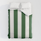 Jumbo Forest Green and White Rustic Vertical Cabana Stripes Duvet Cover Gallery Image 6