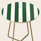 Jumbo Forest Green and White Rustic Vertical Cabana Stripes Side Table Gallery Image 2