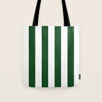 Jumbo Forest Green and White Rustic Vertical Cabana Stripes Tote Bag Gallery Image 1