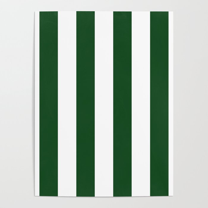 Jumbo Forest Green and White Rustic Vertical Cabana Stripes Poster Gallery Image 4