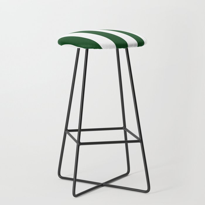 Jumbo Forest Green and White Rustic Vertical Cabana Stripes Stool Gallery Image 1