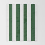 Jumbo Forest Green and White Rustic Vertical Cabana Stripes Throw Blanket Gallery Image 2