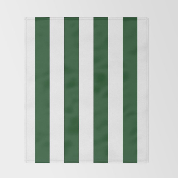 Jumbo Forest Green and White Rustic Vertical Cabana Stripes Throw Blanket Gallery Image 2