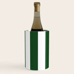 Jumbo Forest Green and White Rustic Vertical Cabana Stripes Wine Chiller Gallery Image 2