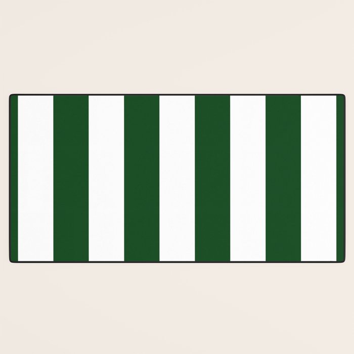 Jumbo Forest Green and White Rustic Vertical Cabana Stripes Desk Mat Gallery Image 3