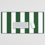 Jumbo Forest Green and White Rustic Vertical Cabana Stripes Desk Mat Gallery Image 1