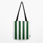 Jumbo Forest Green and White Rustic Vertical Cabana Stripes Tote Bag Gallery Image 2