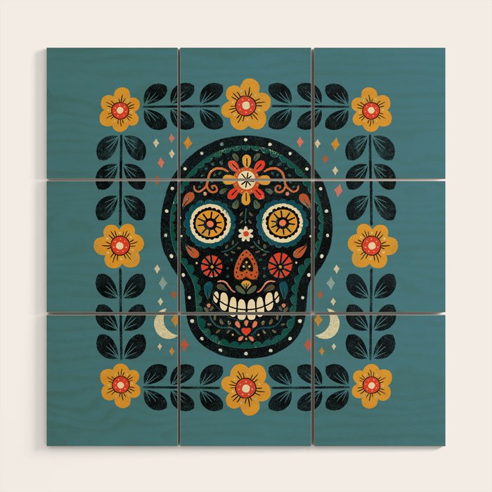 Happy Haunting | Day of Dead Skull Wood Wall Art Gallery Image 1