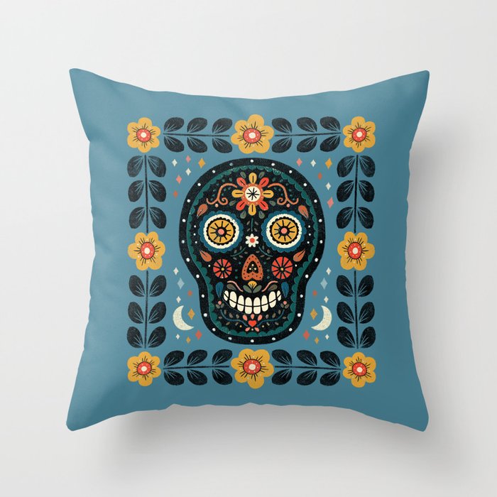 Happy Haunting | Day of Dead Skull Throw Pillow Gallery Image 6