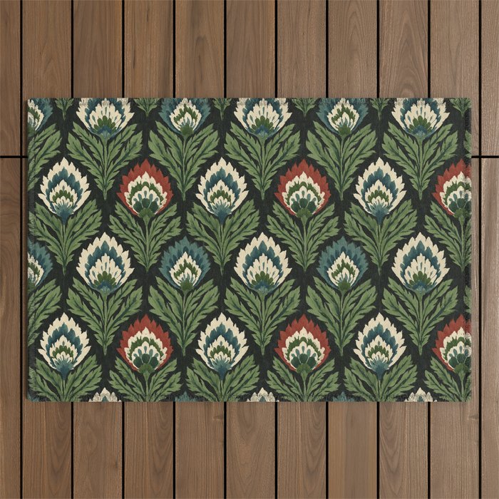 Vintage Floral Tapestry Pattern Outdoor Rug Gallery Image 1