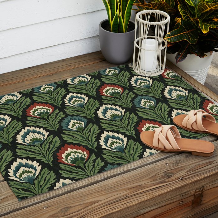 Vintage Floral Tapestry Pattern Outdoor Rug Gallery Image 2