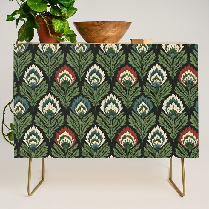 Vintage Floral Tapestry Pattern Credenza Gallery Image 1