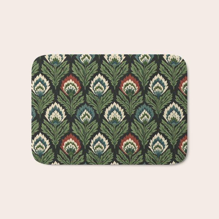 Vintage Floral Tapestry Pattern Bath Mat Gallery Image 1