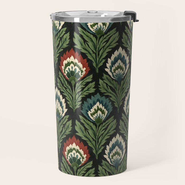 Vintage Floral Tapestry Pattern Travel Mug Gallery Image 2