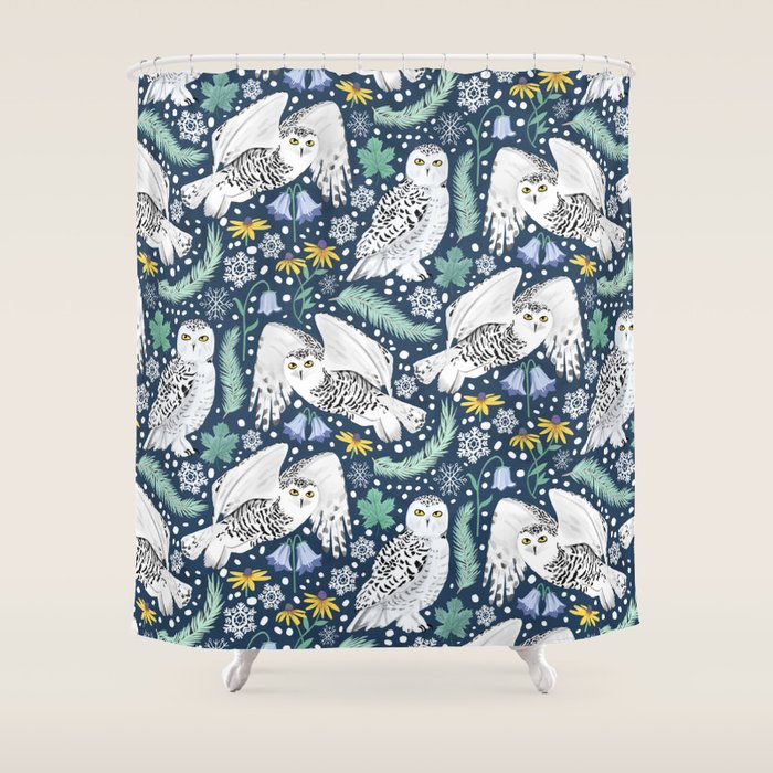 Snowy Owls on a Snowy Eve Shower Curtain Gallery Image 1