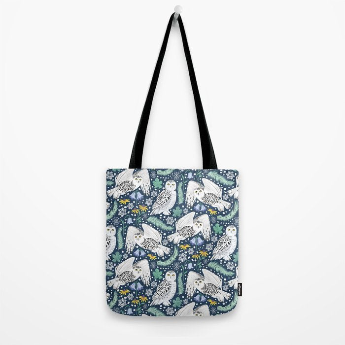 Snowy Owls on a Snowy Eve Tote Bag Gallery Image 2