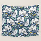 Snowy Owls on a Snowy Eve Wall Tapestry Gallery Image 4