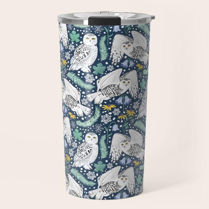 Snowy Owls on a Snowy Eve Travel Mug Gallery Image 1