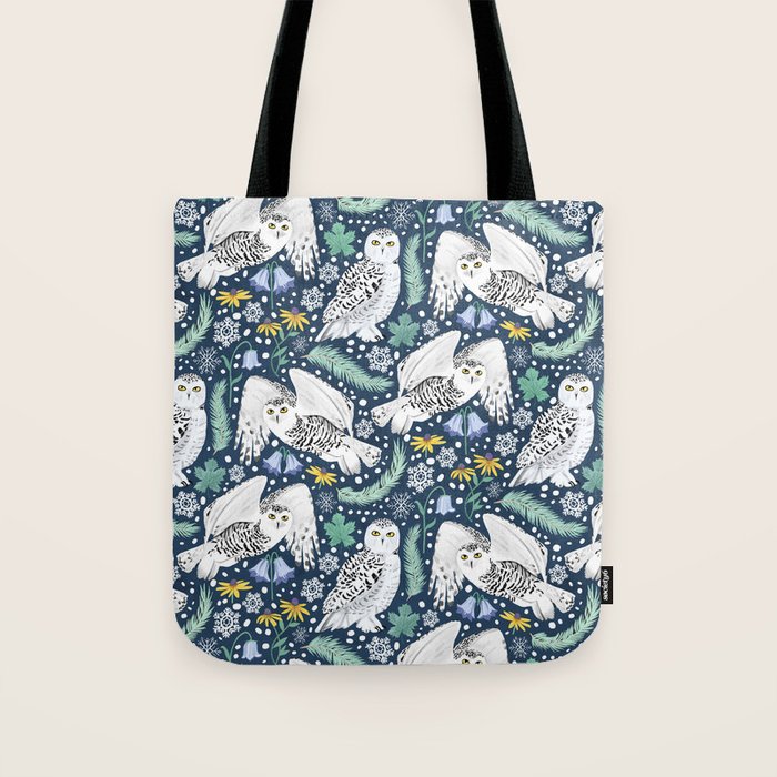 Snowy Owls on a Snowy Eve Tote Bag Gallery Image 1