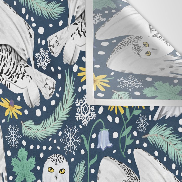 Snowy Owls on a Snowy Eve Wall Tapestry Gallery Image 3