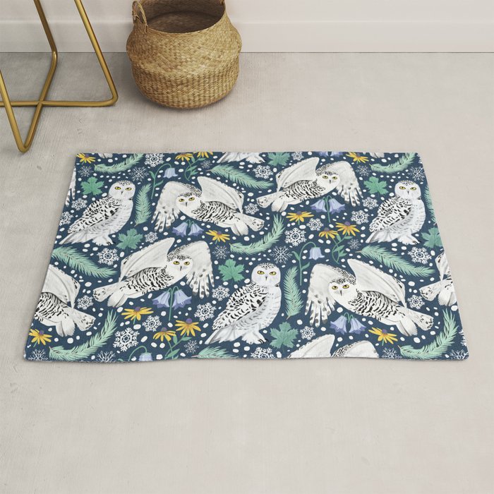 Snowy Owls on a Snowy Eve Rug Gallery Image 1