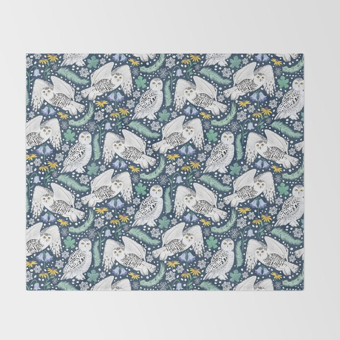 Snowy Owls on a Snowy Eve Throw Blanket Gallery Image 2