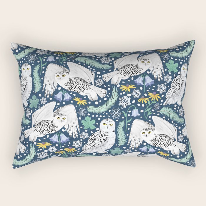 Snowy Owls on a Snowy Eve Rectangular Pillow Gallery Image 2