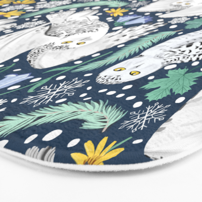 Snowy Owls on a Snowy Eve Bath Mat Gallery Image 3