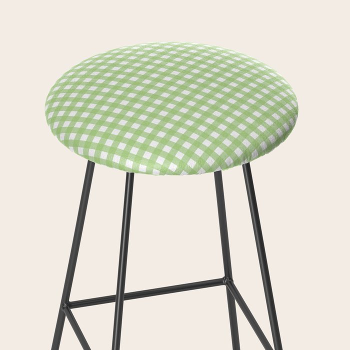Light Green Gingham Check Pattern Stool Gallery Image 2