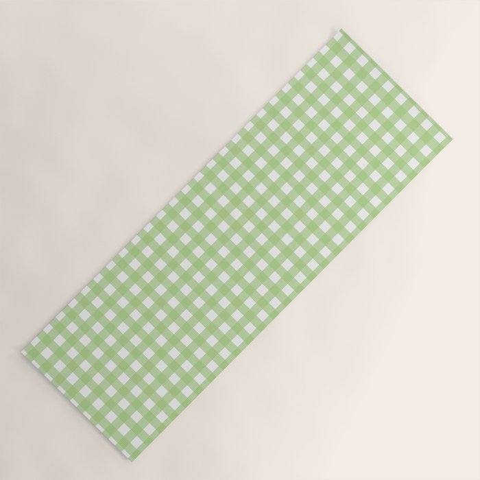 Light Green Gingham Check Pattern Yoga Mat Gallery Image 1