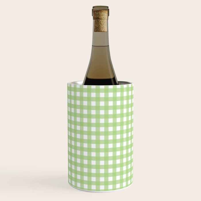 Light Green Gingham Check Pattern Wine Chiller Gallery Image 1