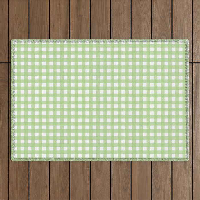 Light Green Gingham Check Pattern Outdoor Rug Gallery Image 1