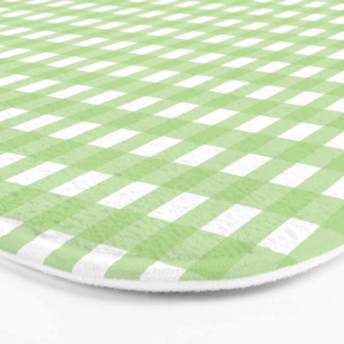 Light Green Gingham Check Pattern Bath Mat Gallery Image 3