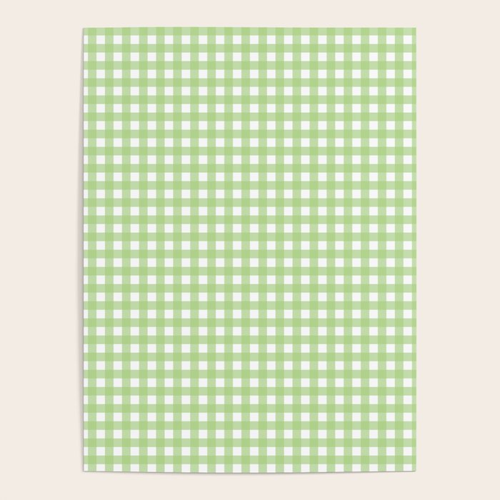 Light Green Gingham Check Pattern Poster Gallery Image 1